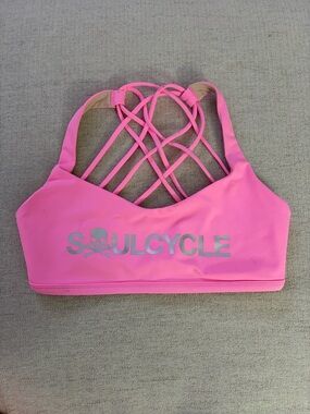 lululemon x Soulcycle Free to Be Wild Hot Pink Strappy Back Sports Bra